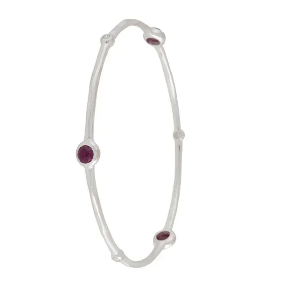 IPPOLITA RAIR RUBY& DIAMOND STERLING SILVER 925 LOLLIPOP STATION BANGLE BRACELET